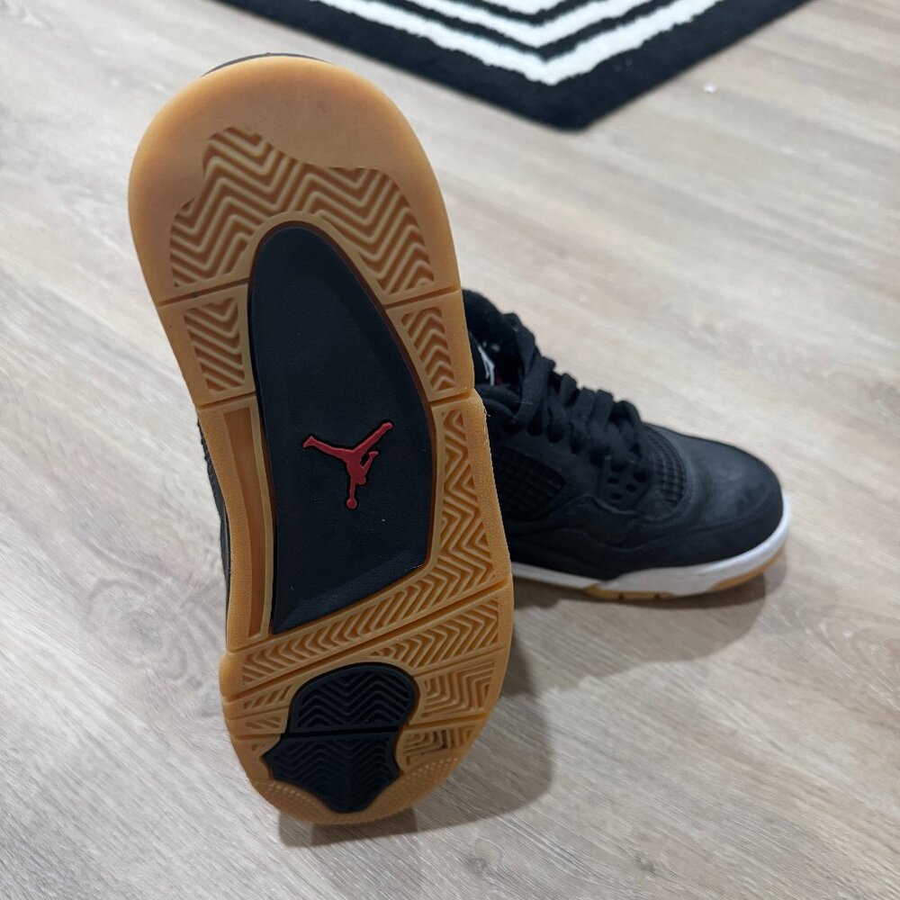 Jordan 4 Retro Laser Black Gum Sneakers | Youth 5Y (Women’s 6.5 / Men’s 5) - Picture 8 of 10